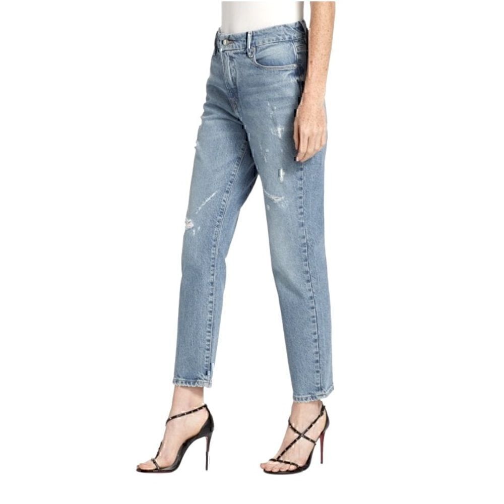 NWT Good  American  ‘Good  Classic’  Distressed High Rise Stretch Jeans - Picture 3 of 10